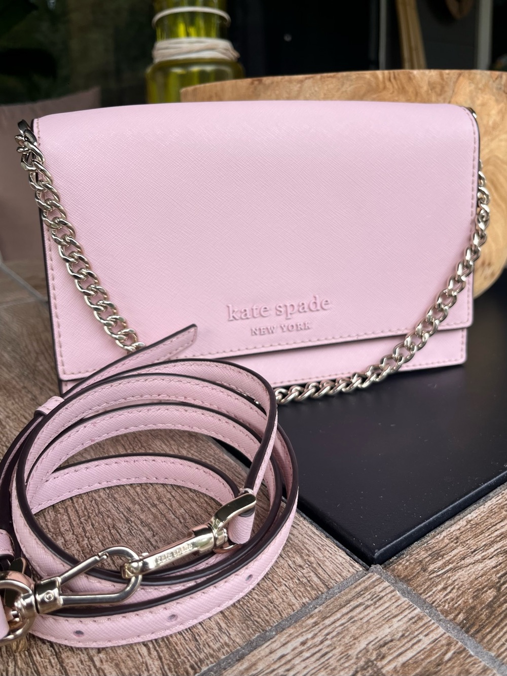 kate spade Pink Saffiano Chain Crossbody Bag